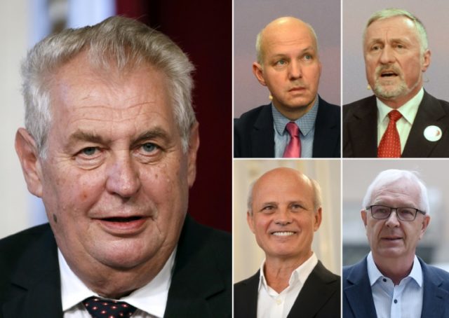 Incumbent Czech President Milos Zeman and his four main challengers;Pavel Fischer (top lef