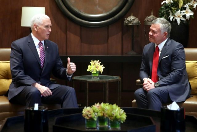 Jordan's King Abdullah tells Pence of concern over Jerusalem
