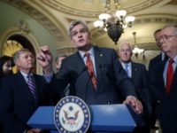 Bill Cassidy, Lindsey Graham, John Cornyn, Mitch McConnell Sen. Bill Cassidy, R-La., center, speaks to the media, accompanied by Sen. John Cornyn, R-Texas, and Senate Majority Leader Mitch McConnell of Ky., on Capitol Hill, Tuesday, Sept. 19, 2017 in Washington. (AP Photo/Alex Brandon)