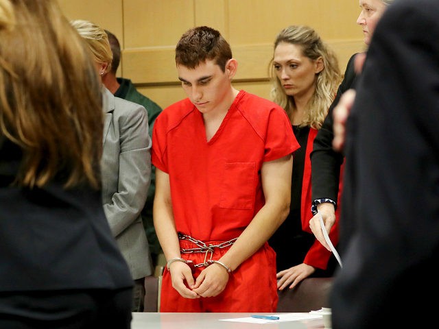 Nikolas Cruz appears in court for a status hearing before Broward Circuit Judge Elizabeth Scherer on Monday, Feb. 19, 2018. Cruz is facing 17 charges of premeditated murder in the mass shooting at Marjory Stoneman Douglas High School in Parkland, Fla. (Mike Stocker/Sun Sentinel/TNS via Getty Images)