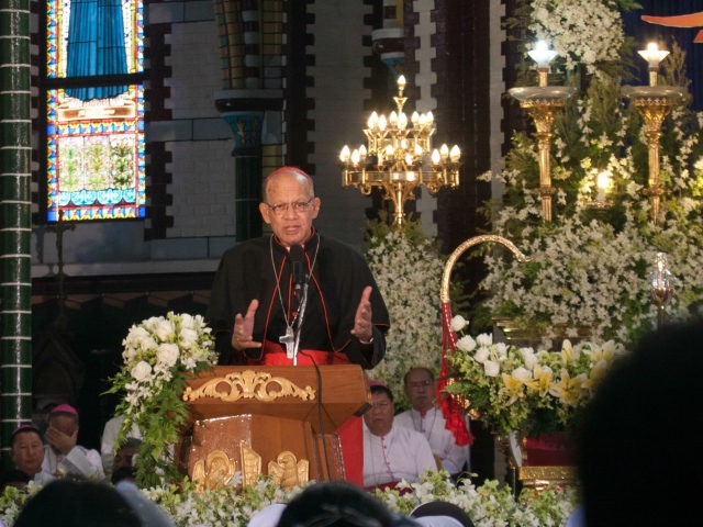 Oswald Cardinal Gracias, archbishop of Bombay, speaks during a ceremony to mark the 500th