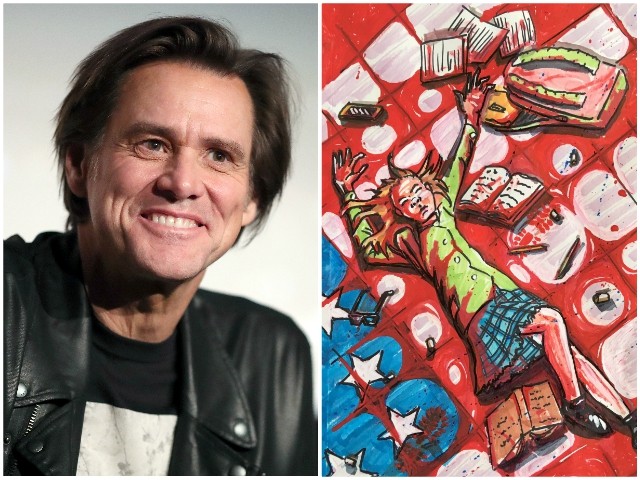 Jim Carrey Shares Painting of American Flag Soaked in Schoolgirl's Blo...