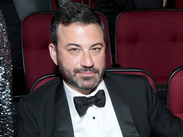 Jimmy Kimmel, left, and Molly McNearney pose in the audience at the 69th Primetime Emmy Awards on Sunday, Sept. 17, 2017, at the Microsoft Theater in Los Angeles. (Photo by Alex Berliner/Invision for the Television Academy/AP Images)