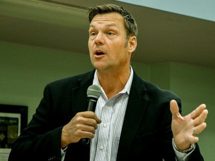 American politician Kansas Secretary of State Kris Kobach as he speaks during a fundraiser