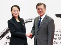 Kim-Yo-jong-and-South-Korean-President-Moon-Jae-in-getty This photo taken on February 10, 2018 and released February 11 by North Korea's official Korean Central News Agency (KCNA) shows South Korea's President Moon Jae-in (R) posing with North Korean leader Kim Jong Un's sister Kim Yo Jong (L) before their meeting at the presidential Blue House in Seoul. …