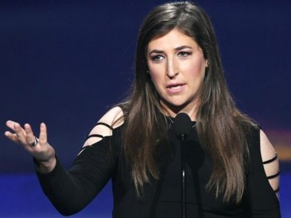 Actor Mayim Bialik accepts Best Supporting Actress in a Comedy Series for 'The Big Bang Theory' onstage during The 23rd Annual Critics' Choice Awards at Barker Hangar on January 11, 2018 in Santa Monica, California. (Photo by Kevin Winter/Getty Images)