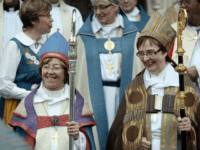 Swedish gay priest Eva Brunne (L) poses members