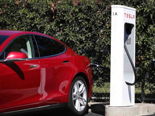 Tesla charging station (Justin Sullivan / Getty)