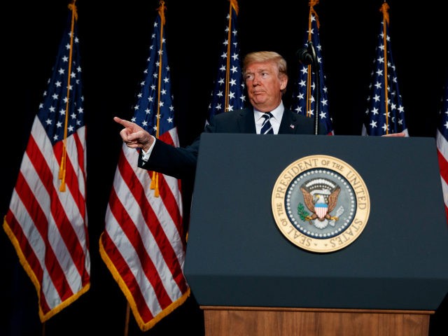 President Donald Trump speaks during the National Prayer Breakfast, Thursday, Feb. 8, 2018