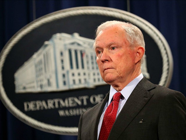 WASHINGTON, DC - DECEMBER 15: U.S. Attorney General Jeff Sessions holds a news conference at the Department of Justice on December 15, 2017 in Washington, DC. Sessions called the question-and-answer session with reporters to highlight his department's fight to reduce violent crime. (Photo by Chip Somodevilla/Getty Images)