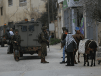 Israeli soldiers search for Palestinian attacker in the village of Kifl Haris near Ariel settlement, Monday, Feb 5, 2018. A Palestinian stabbed an Israeli man to death at a bus stop near Ariel settlement on Monday before fleeing the scene, police said. (AP Photo/Majdi Mohammed)