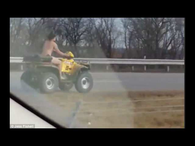 A naked man was arrested in Missouri Sunday after taking his all-terrain vehicle (ATV) for