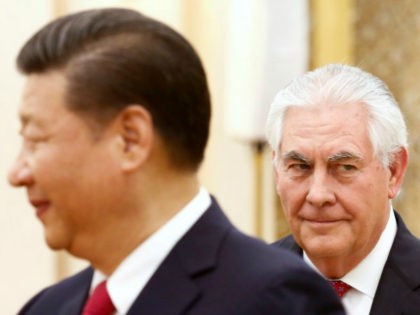 China's President Xi Jinping (L) meets US Secretary of State Rex Tillerson at the Great Ha
