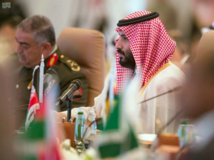 In this photo released by the state-run Saudi Press Agency, Saudi Crown Prince Mohammed bin Salman speaks at a meeting of the Islamic Military Counterterrorism Alliance in Riyadh, Saudi Arabia, Sunday, Nov. 26, 2017. Saudi Arabia's assertive crown prince on Sunday opened the first high-level meeting of a kingdom-led alliance …