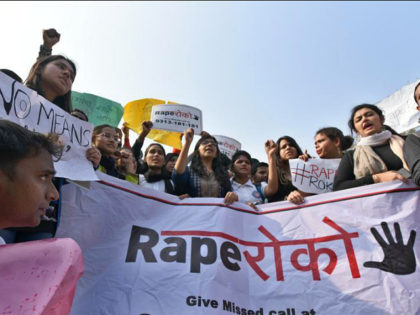 NEW DELHI, INDIA - FEBRUARY 13: Students along with the Swati Maliwal, chairperson of Delhi Commission for Women (DCW) protest against the increasing number of rape and other crimes against women at Delhi University, North Campus on February 13, 2018 in New Delhi, India. (Photo by Sushil Kumar/Hindustan Times via …