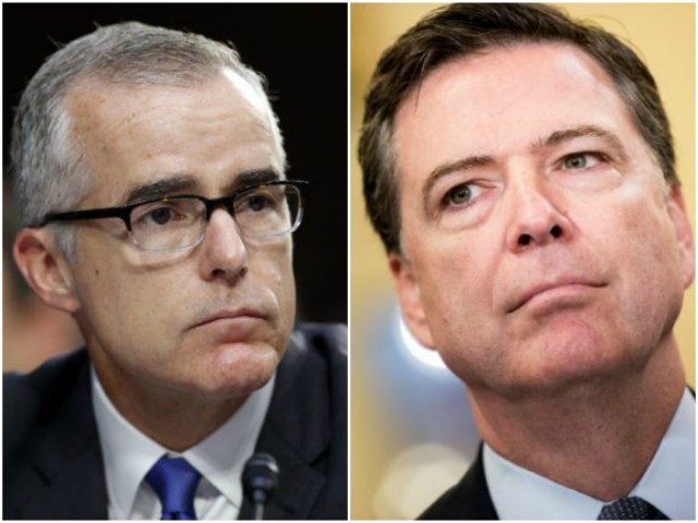 Collage of Andrew McCabe and James Comey