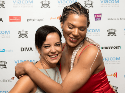 LONDON, ENGLAND - SEPTEMBER 15: Lily Allen and Munroe Bergdorf pose for photographs at the Diversity in Media Awards on September 15, 2017 in London, England. (Photo by Chris J Ratcliffe/Getty Images)