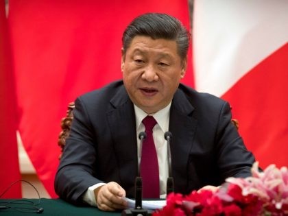Chinese President Xi Jinping during a joint press briefing with French President Emmanuel Macron at the Great Hall of the People on January 9, 2018 in Beijing, China. At the invitation of Chinese President Xi Jinping, President of the French Republic Emmanuel Macron will pay a state visit to China …
