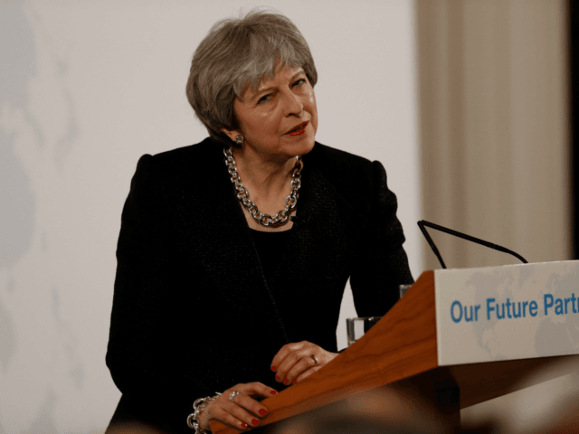 British Prime Minister Theresa May gives a speech on Brexit at Mansion House in London on