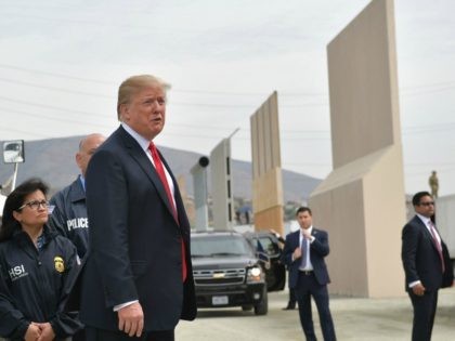 US President Donald Trump inspects border wall prototypes in San Diego, California on Marc
