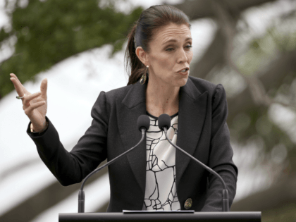 New Zealand's Prime Minister Jacinda Ardern makes a point during a joint press conference