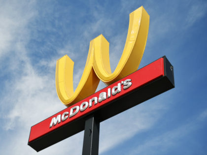 McDonald's in California turns it's golden arches upside to the letter W in honor of International Women's Day on March 8, 2018 in Lynwood, California. (Photo by Neilson Barnard/Getty Images)
