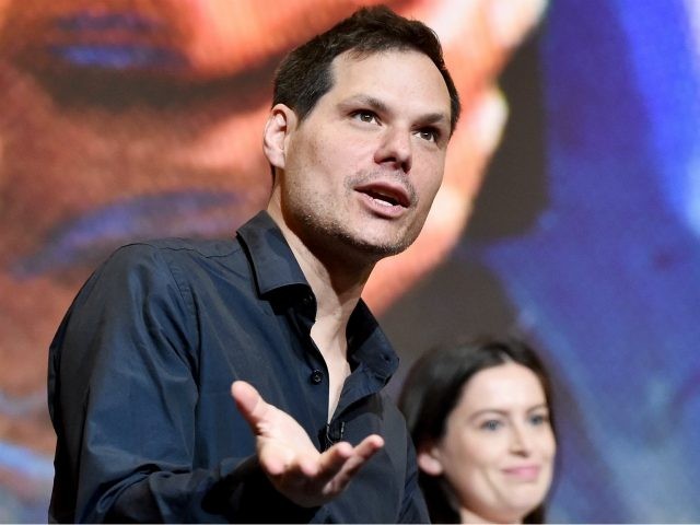 MAY 18: Panel moderator Michael Ian Black (L) and producer Lilly Burns speak onstage durin