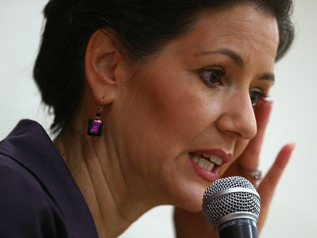 OAKLAND, CA - JANUARY 19: Oakland mayor Libby Schaaf speaks to students at Edna Brewer Mid