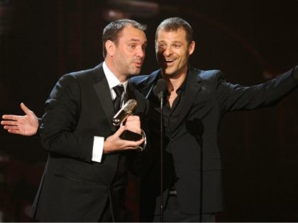 Trey Parker and Matt Stone speak onstage at the First Annual Comedy Awards at Hammerstein Ballroom on March 26, 2011 in New York City. (Photo by Dimitrios Kambouris/Getty Images)