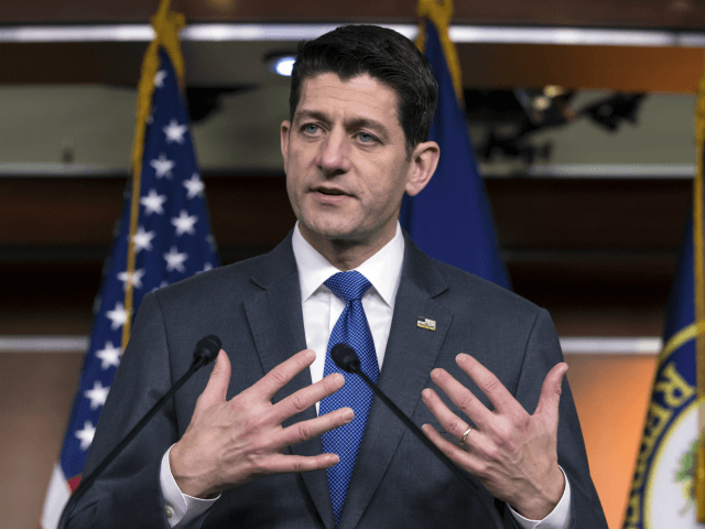 Speaker of the House Paul Ryan, R-Wis., takes questions from reporters about the massive g