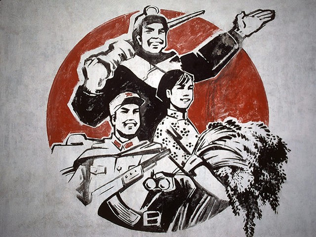 A Chinese revolutionary propaganda billboard in Zibo, a city in Shantung province of China