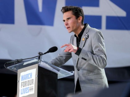 Marjory Stoneman Douglas student David Hogg speaks during March for Our Lives to demand stricter gun control laws on Saturday, March 24, 2018, in Washington, D.C. (Mike Stocker/Sun Sentinel/TNS via Getty Images)
