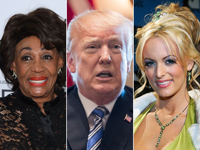 Rep. Maxine Waters (D-CA), President Donald Trump, and pornographic actress Stormy Daniels