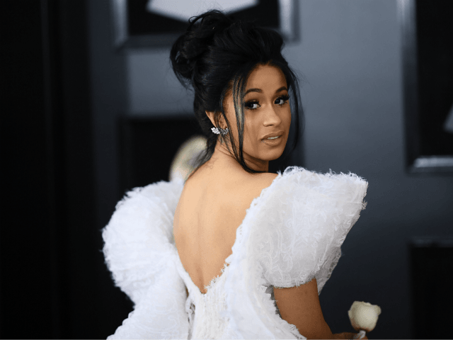 Cardi B arrives for the 60th Grammy Awards on January 28, 2018, in New York. / AFP PHOTO /