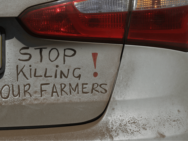 A bumper sign during a blockade of the freeway between Johannesburg and Vereeniging, in Mi