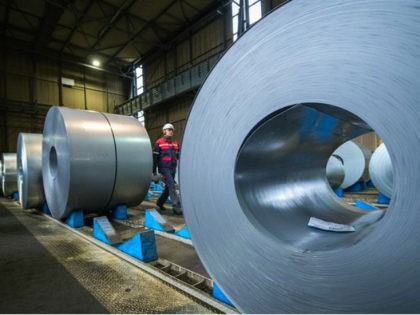 DUISBURG, GERMANY - JANUARY 17: A view of the storage area of galvanized coiled steel following manufacture at ThyssenKrupp steelworks on January 17, 2018 in Duisburg, Germany. ThyssenKrupp CEO Heinrich Hiesinger is seeking to merge the company's steel making unit with Tata Steel of India. The German economy grew 2.2 …