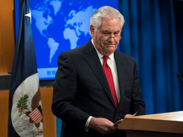 Rex Tillerson, outgoing US Secretary of State leaves after making a statement after his di