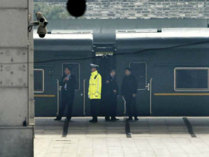 A special train is seen at Beijing Railway Station in Beijing Tuesday, March 27, 2018. Spe