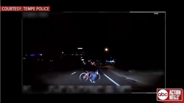 A video capture from an Uber dashcam moments before a self-driving Uber car struck and killed a pedestrian in Phoenix, Arizona