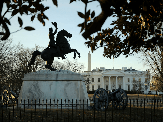 WASHINGTON, DC - JANUARY 20: A statue of Andrew Jackson at the Battle of New Orleans occup