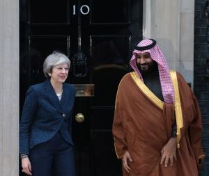 Saudi crown prince's visit to Britain marked by protests over Yemen crisis