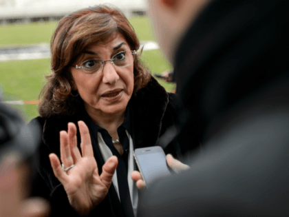 Syrian senior presidential advisor Buthaina Shaaban gestures as she answers a question from a journalist on Syrian peace talks at the United Nations on January 29, 2014 in Geneva. Syria's opposition said peace talks with President Bashar al-Assad's regime in Geneva took a step forward on January 29 with discussions …