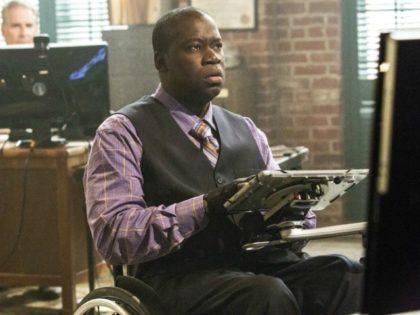 This image released by CBS shows disabled actor Daryl Mitchell in a scene from “NCIS: New Orleans.” Mitchell, who is paralyzed as a result of a motorcycle accident in 2001, has starred in a variety of films and TV series. He is currently a series regular on the “NCIS” spin-off …
