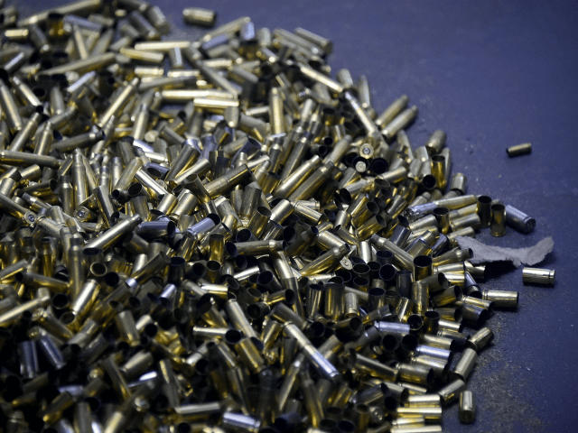 Spent casings piled together inside the firing hall at the LAX Firing Range in Inglewood, California on September 7, 2016 where gun enthusiasts can come fire at targets. / AFP / Frederic J. BROWN / TO GO WITH AFP STORY BY VERONIQUE DUPONT-'Gun-toting Democrats bristle at firearms limits in California' …