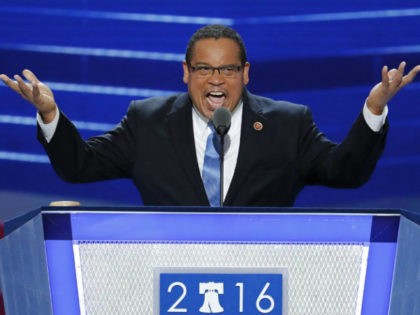 FILE - In this July 25, 2016, file photo, Rep. Keith Ellison, D-Minn., speaks during the first day of the Democratic National Convention in Philadelphia. Ellison, a prominent progressive and the first Muslim elected to Congress, has emerged as an early contender to become chair of the Democratic National Committee, …