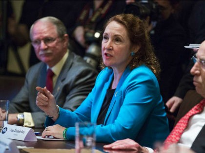 Representative Elizabeth Esty, a Democrat from Connecticut, speaks during a meeting with U