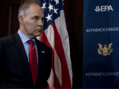 Environmental Protection Agency Administrator Scott Pruitt attends a news conference at th
