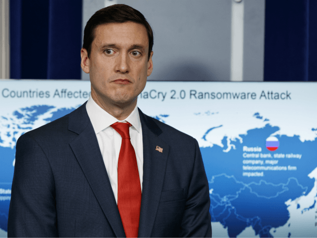 White House Homeland Security Adviser Tom Bossert listens during a briefing blaming North Korea for a ransomware attack that infected hundreds of thousands of computers worldwide in May and crippled parts of Britain's National Health Service, at the White House, Tuesday, Dec. 19, 2017, in Washington. (AP Photo/Evan Vucci)