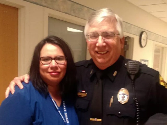Nurse Vanessa Guerra and Portage Police Chief Ken Manthey. Guerra earned praise from polic