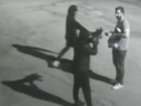 armed-robbery-Cleveland-screenshot Security cameras captured the moment two armed robbers ordered a victim to the ground at gunpoint in Cleveland, Ohio, Monday night.